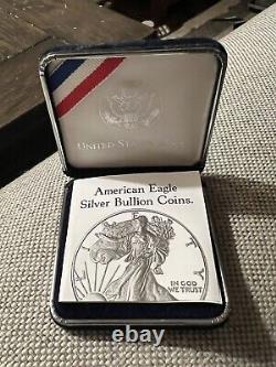 Rare Eagle Américain De 1994 1oz Argent Fin Avec Boîtier D'affichage À La Menthe Américain Et Coa