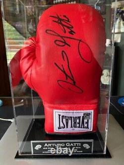 Rare Gant Signé Arturo Gatti avec Superbe Signature, COA/Photo & Boîte d'Affichage