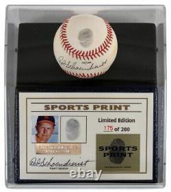 Red Schoendienst Signé Le Nl Baseball W Thumbprint W Display Case Sports Prints