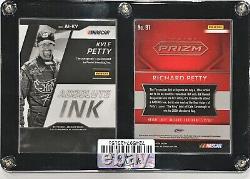 Richard Petty & Kyle Petty Dual Signé Nascar Cards Display Case Avec Coa
