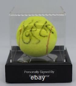 Roger Federer Signature Autograph Balle De Tennis Présentoir Wimbledon Aftal Coa