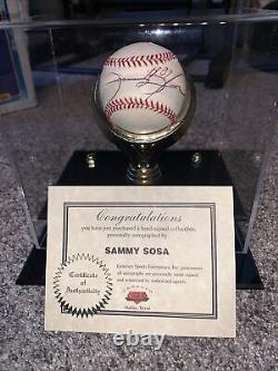 Sammy Sosa A Signé Le Baseball De L'omlb Avec Boîtier D'affichage Et Gse Coa Pepsi Promo
