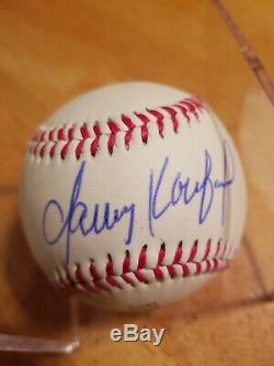 Sandy Koufax Autographed Signé Mlb Baseball Avec Coa Et Affichage De Cas
