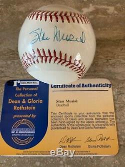 Stan Musial Coa Steiner Autographé ML Baseball Avec Étui D'affichage