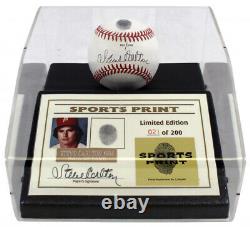 Steve Carlton A Signé Le Onl Baseball With Thumbprint With Display Case (beckett Coa)