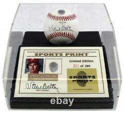 Steve Carlton A Signé Nl Baseball Avec Thumbprint W Display Case (sport Print)