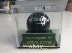 Steve Davis Signé À La Main Black Snooker Ball En Affichage Boîtier Aftal Coa Proof