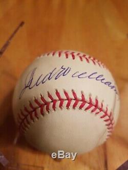Ted Williams Signe Autographed Mlb Baseball Avec Coa Et Vitrine