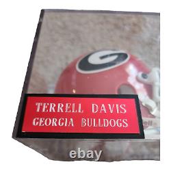 Terrell Davis Bulldogs de Géorgie Mini Casque Autographié avec Affichage Dur - Coa