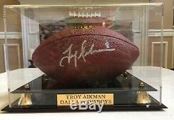 Troy Aikman Dallas Cowboys Football NFL Signés Avec Affichage Officiel Cas Coa