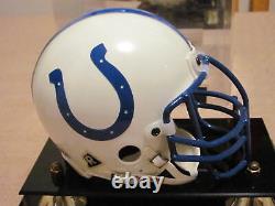 Unitas Johnny Signées Colts De Baltimore Mini-helmet Avec Cas De Coa Et De Display