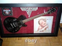 Van Halen Signé À La Main Par Eddie Guitare Alex Michael David Présentoir Withcoa