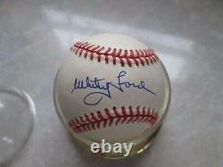 Whitey Ford A Signé Autographied Baseball Dans Le Boîtier D'affichage Avec Coa