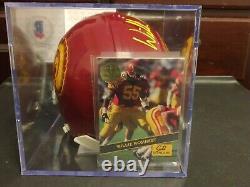 Willie Mcginest Signé Usc Trojans Mini Casque (beckett Témoin Coa) Avecaffichage