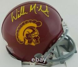 Willie Mcginest Signé Usc Trojans Mini Casque (beckett Témoin Coa) Avecaffichage