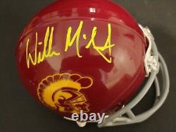 Willie Mcginest Signé Usc Trojans Mini Casque (beckett Témoin Coa) Avecaffichage